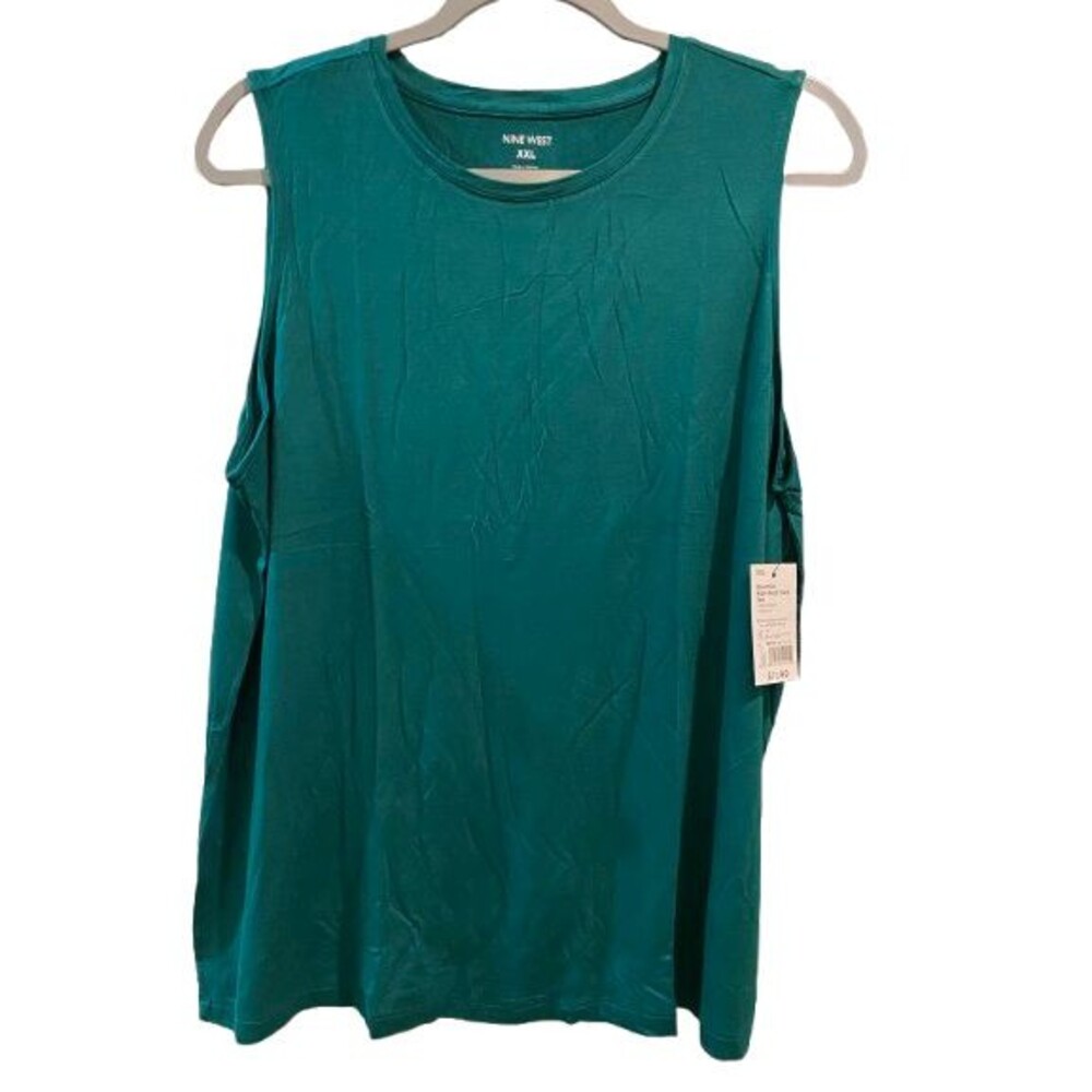 Women's XXL Tank Top Essential High-Neck Nine West Green Soft Spun